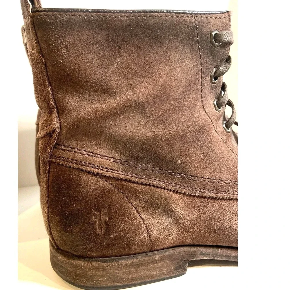 Frye Mens 10 D Brown Leather Chukka Boots Apron Moc Toe Ankle Work Trousers Shoe